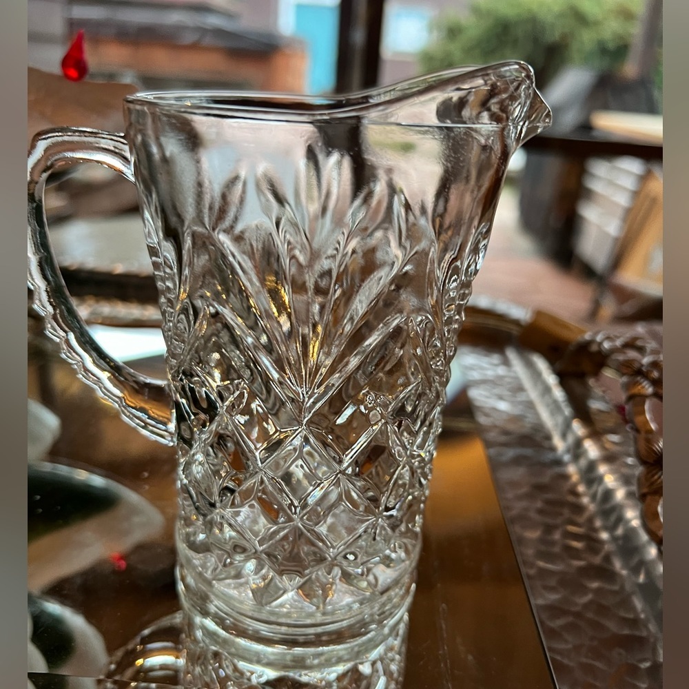 Small Clear Pressed Glass Syrup Pitcher MCM
